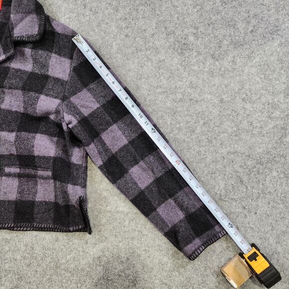 LD Burke Santa Fe Jacket Womens Medium Purple Black Buffalo Plaid Wool Blend USA - Picture 8 of 12